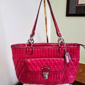 Coach Pink Quilted Poppy Leather Shopper Tote #19857